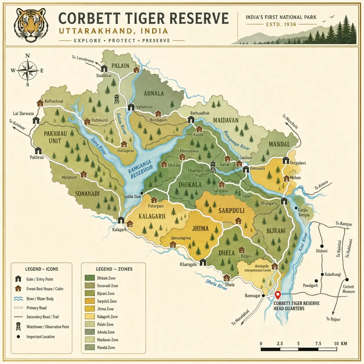 Jim Corbett National Park Tourist Map Infographic