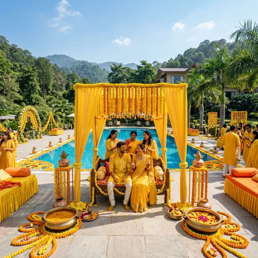 Poolside haldi ceremony