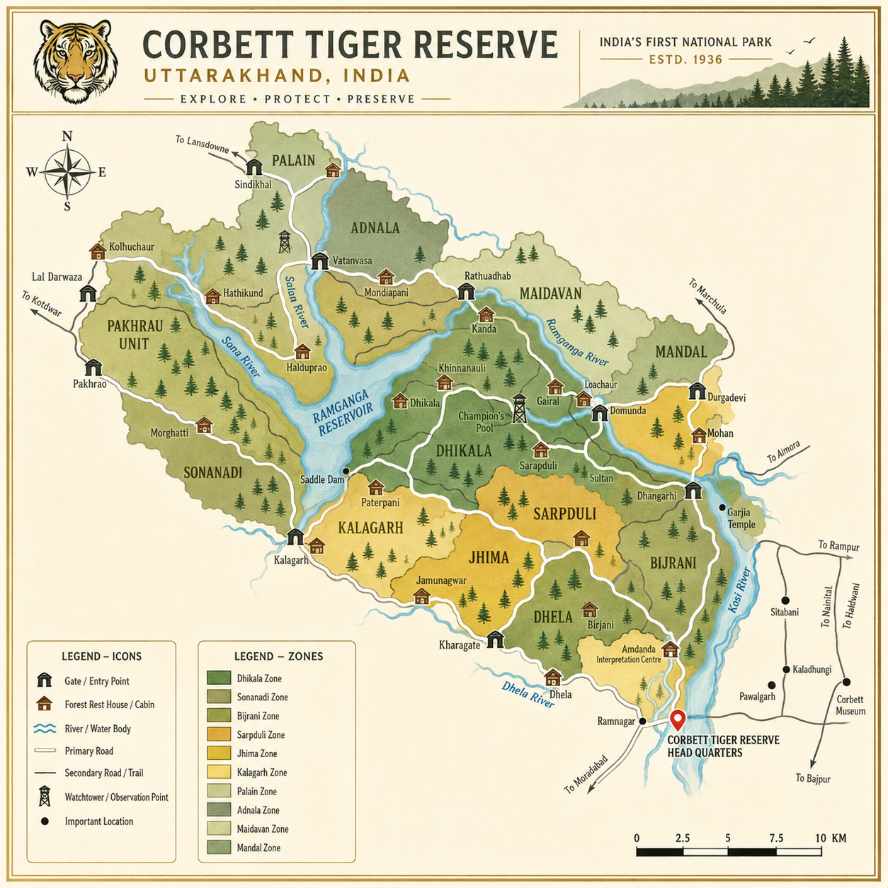 Jim Corbett National Park Tourist Map Infographic